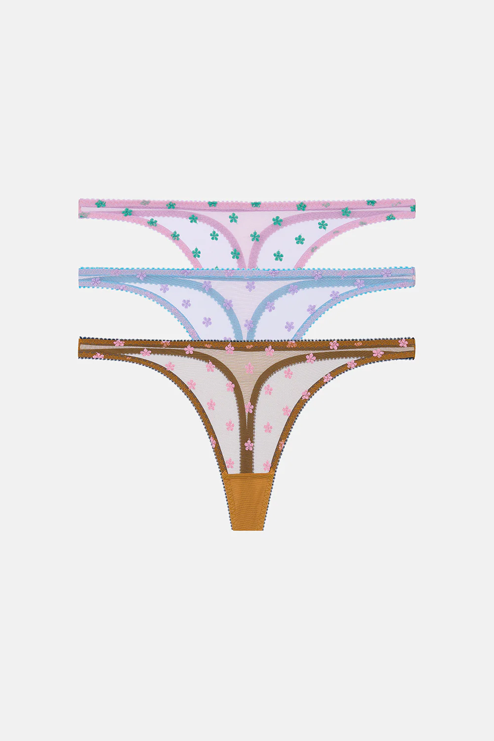 Daisy Embroidery Thong Trio - Image 6
